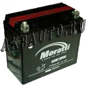Аккумулятор для мотоцикла и скутера Moratti VRLA 12V 20 А/Ч 250 А обр. пол. залитый YTX20L-BS (175*87*155) 518901 купить в Москве по цене 3550 рублей - АКБАВТО